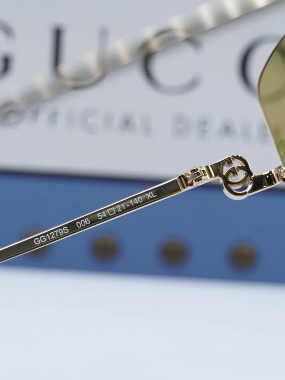 Gucci GG1279S 006 Square Sunglasses - Gold / Yellow Gold Mirror